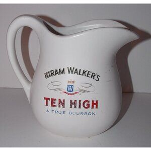 McCoy Pottery Hiram Walker Pitcher 7in Ten High True Bourbon Vintage Barware